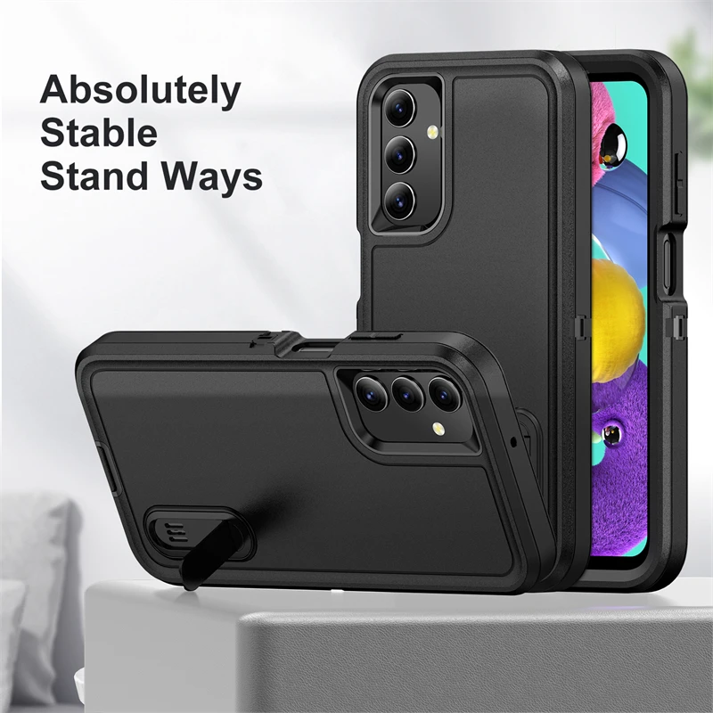 Heavy Armor Shockproof Phone Case with Hard Plastic Frame and Soft TPU Back Cover