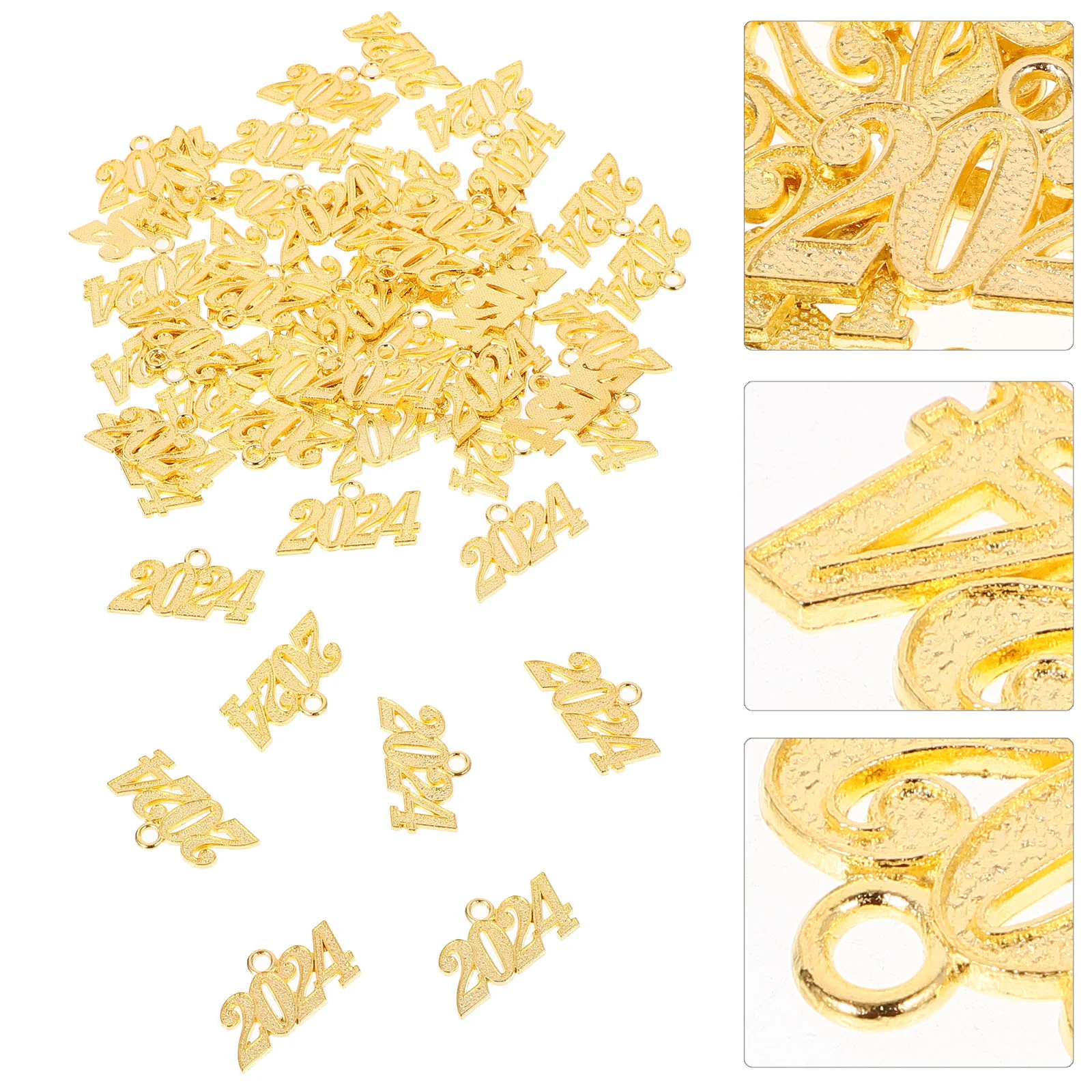 

50Pcs DIY Crafts Making Charms 2024 Pendant New Year Charms Jewelry Making 2024 Charm
