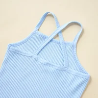 PatPat 5 Colors 95% Cotton Summer Cool Newborn Baby Boy/Girl Clothes Casual Jumpsuit Ribbed Sleeveless Spaghetti Strap Romper 4