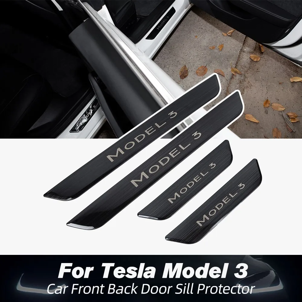 

For Tesla Model 3 2017-2023 Pedal Protection Strip 2/4Pcs/Set Accessories Door Sill Decoration Wrap Cover
