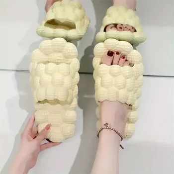 YTC 마사지 버블 슬라이드, 단색 미끄럼 방지 토 슬리퍼, 실내 및 실외 신발, 골프 공 슬라이드, 남성 여성용 클라우드 슬리퍼 상품 이미지