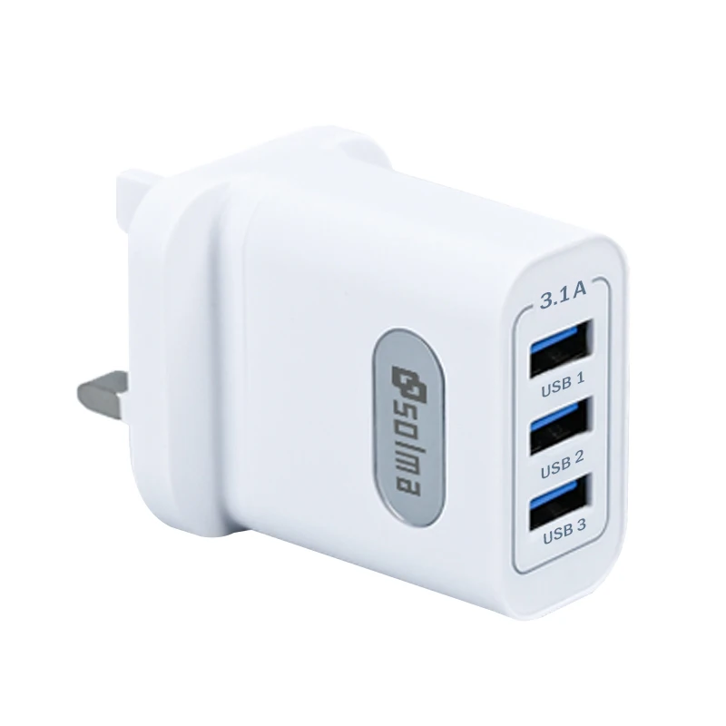 SOLMA UK Standard Charging Head 3 Ports 3.1A USB Charger thumbnail 5