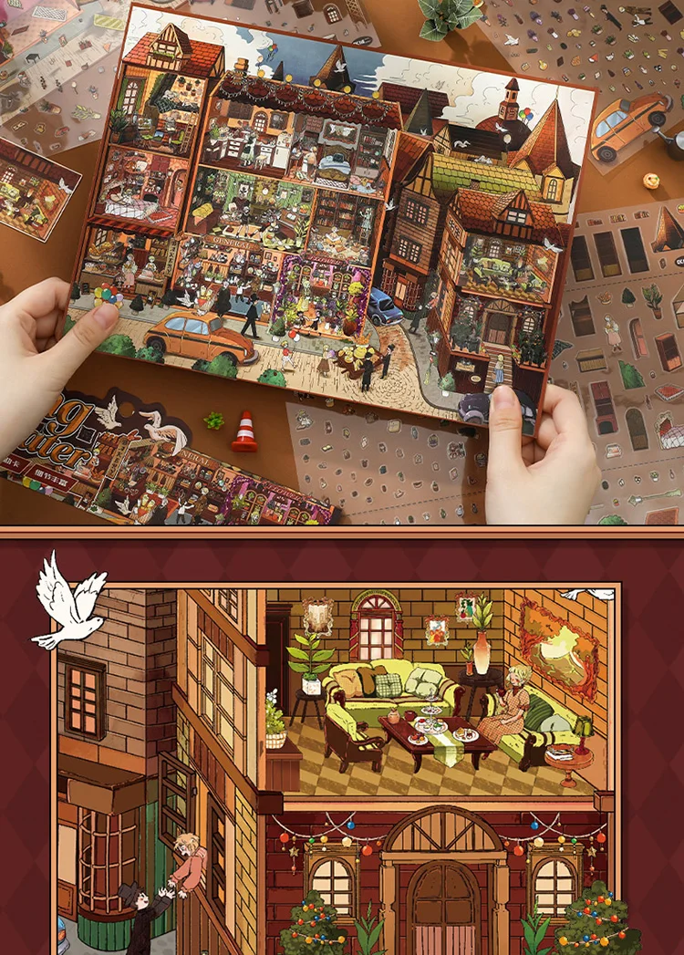 JIANQI Kawaii Britische Stadt 3D-Straßenansicht Landschaftsaufkleber DIY Taschenkabinen-Szene Festgeschenk – Detail 5