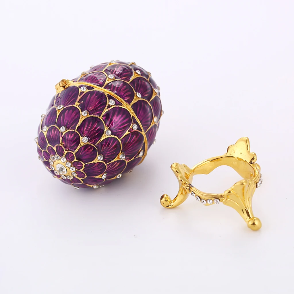 Mini Enamel Rhinestone Easter Egg Jewelry Box Wedding Ring Box