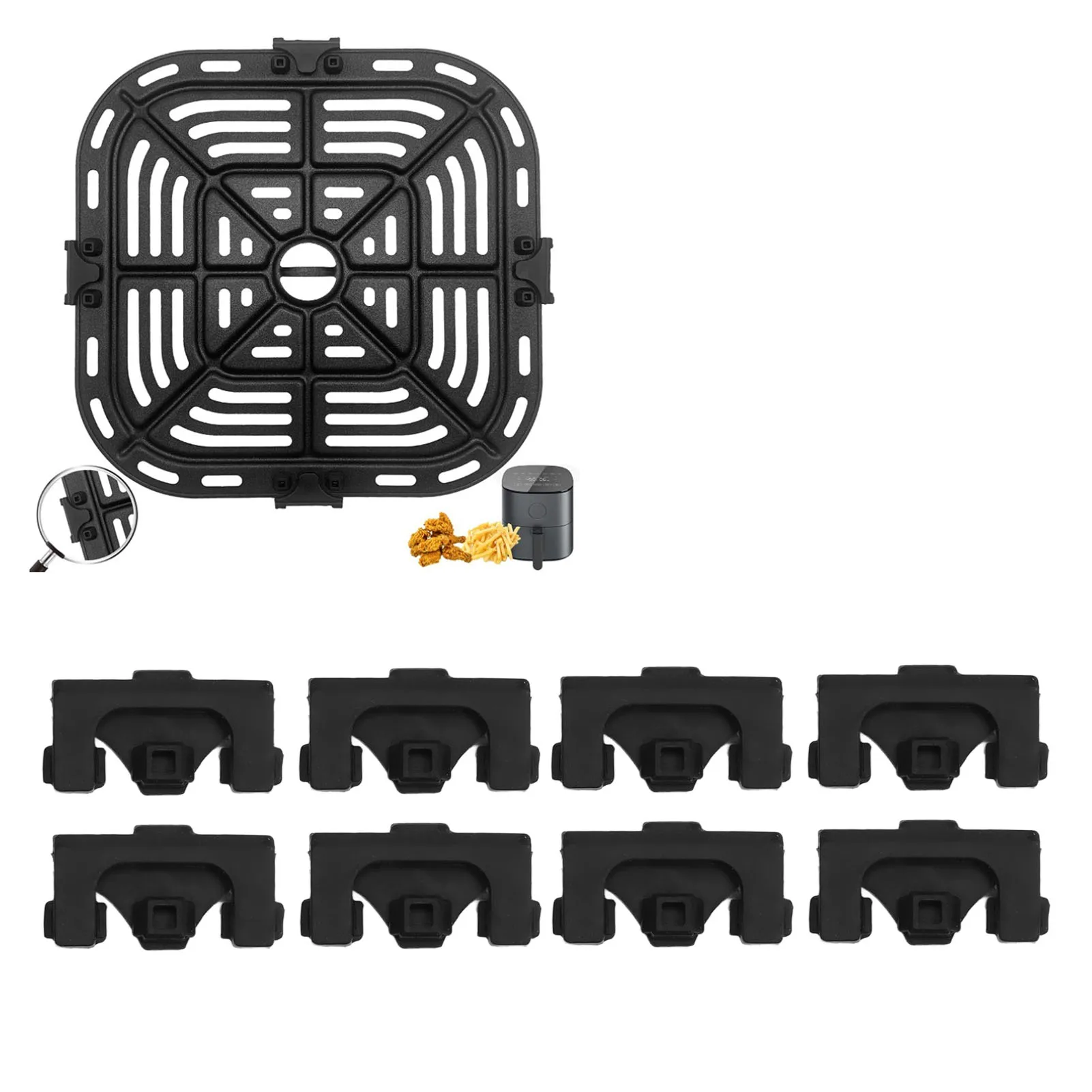 Air Fryer Accessories 8pcs Fryer Silicone Bumpers Fryer Replacement Part for Vortex and other Fryers Silicone Protective Feet