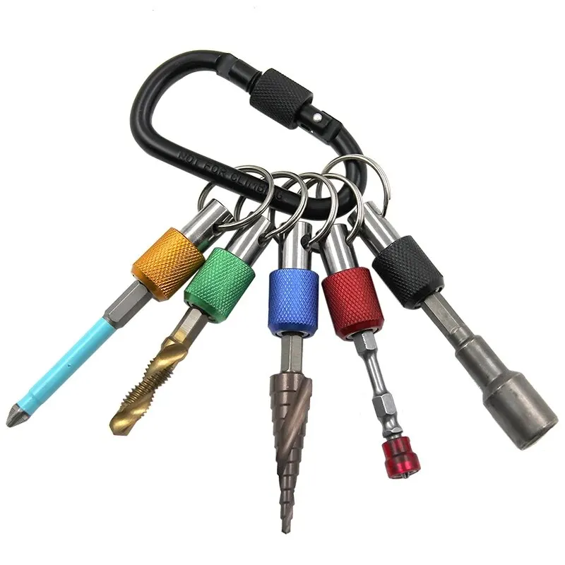 Screwdriver Tool Set 5pc Color Keychain Quick Change Extension Rod 1/4 Hexagonal Handle Screwdriver Head Quick Release Sleeve Conversion Rod