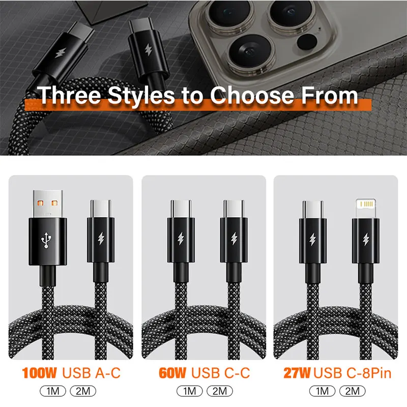 27W 100W 마그네틱 타입 C USB to iOS 케이블, 아이폰 15 14 16 Pro Max, 삼성 S25, 구글 마그넷 스토리지용 코일형 고속 충전 케이블