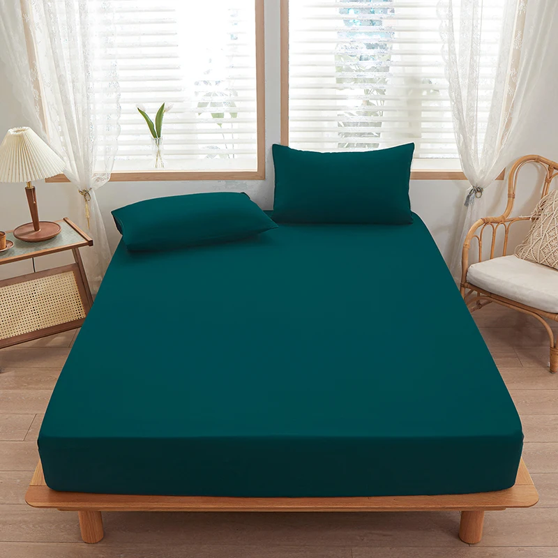 1pc solid color fitted sheet for bedroom 100%Polyeste Elastic Band Around bedding Fitted Sheet Only 30cm (excluding pillowcases) 6