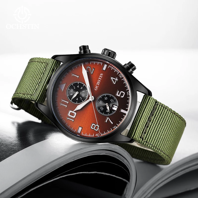 ochstin creative nylon series multifunction quartz movement promotional model 2024 simple and comfortable men's quartz watch