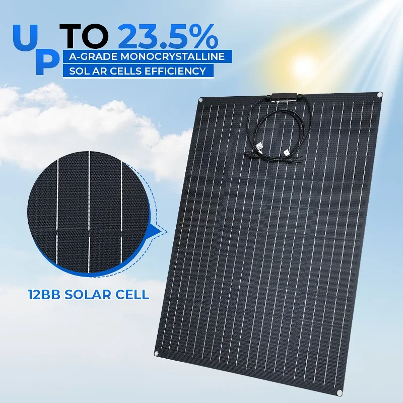 100W 200W 18V ETFE pružné solární panel monokrystalické solární buňka nabíječka baterie pro kemping auto hon ulice lehký systém
