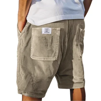 2025 American European New Fashion Men's Casual Trendy Solid Color Loose Wide Leg Knee Length Shorts Male Vintage Shorts Clothes 1