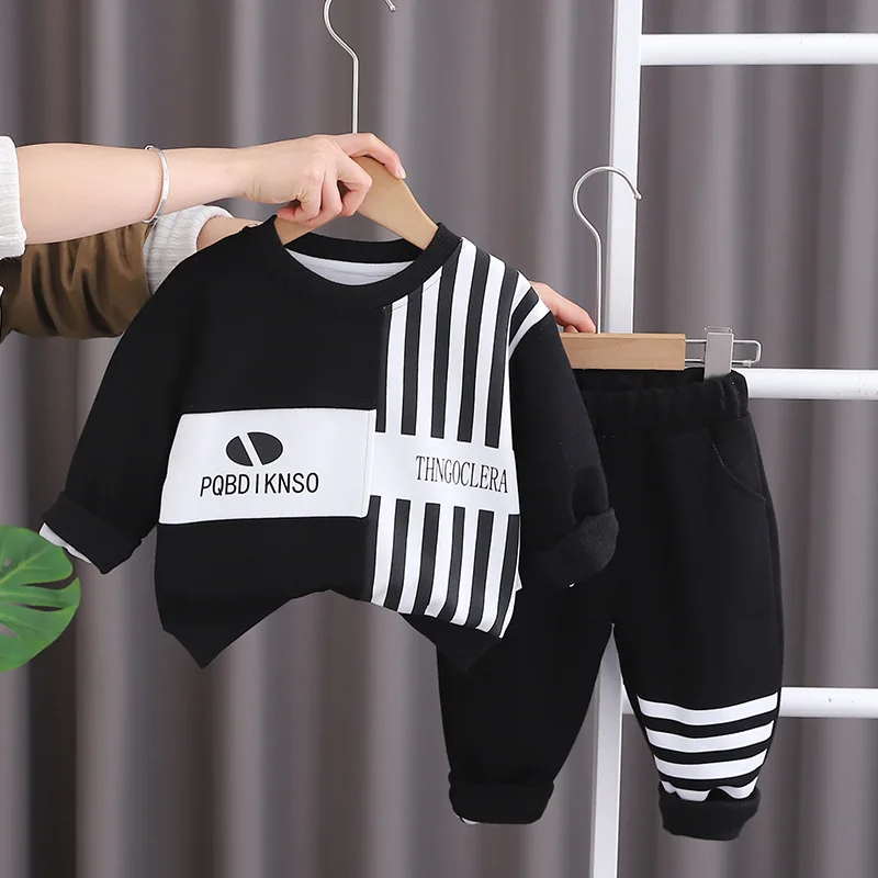 

Toddler Boys Outffit Set 2024 Spring Autumn Tracksuits for Kids Splicing Striped T-shirts and Pants 2PCS Baby Boy Infant Clothes