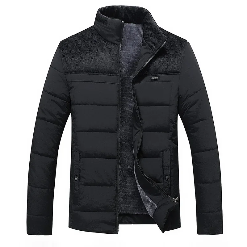 Description Picture 4 of item2024 Winter Jackets Men Plus Velvet Thick Mens Coats Solid Color Casual Warm Windproof Jacket Men Fleece Outerwear Coats Man