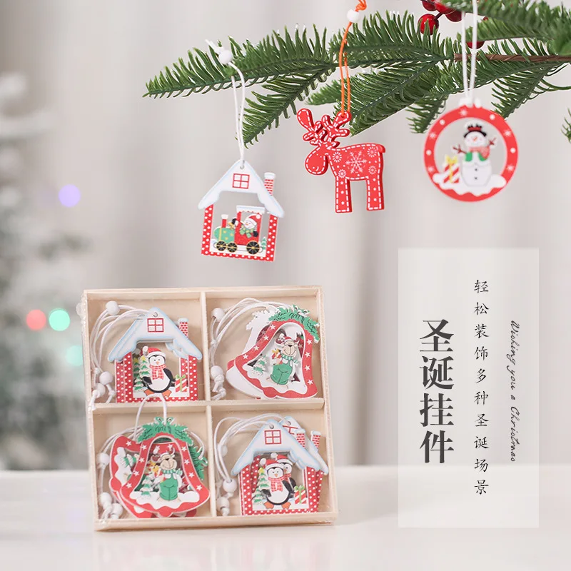 

Creative wooden pendants for Christmas decorations, Christmas trees, elk gifts, exquisite wooden crates, and painted decorations
