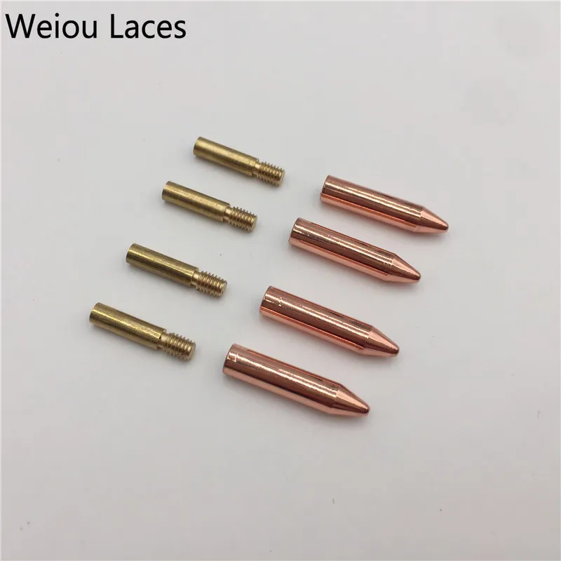 Weiou (20pcs/5 Sets) 5.6*26mm Mirror Polishing Shoelaces Metal Tips DIY Round Gold Bullet Aglets Screw On Clothing Laces Head