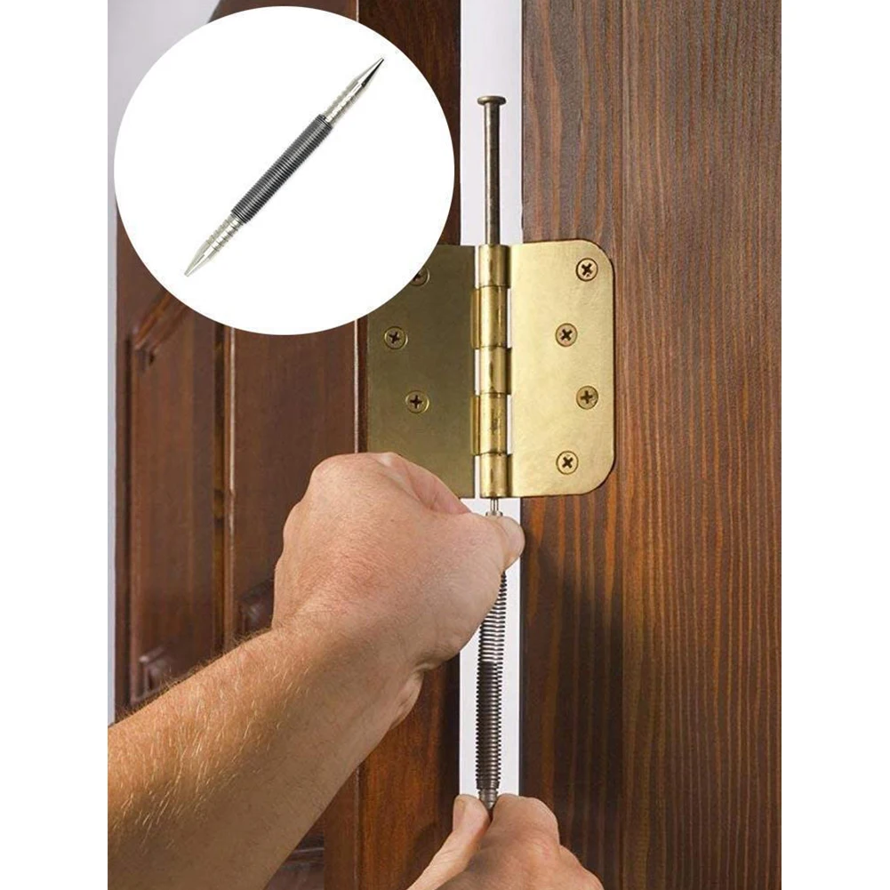 Dual Kopf Frühling Nagel Set Werkzeug Frühling Zentrum Punch Holzbearbeitung Metall Bohrer Hammerlose Gefederte Tür Scharnier Pin Remover Werkzeuge – Detail 8