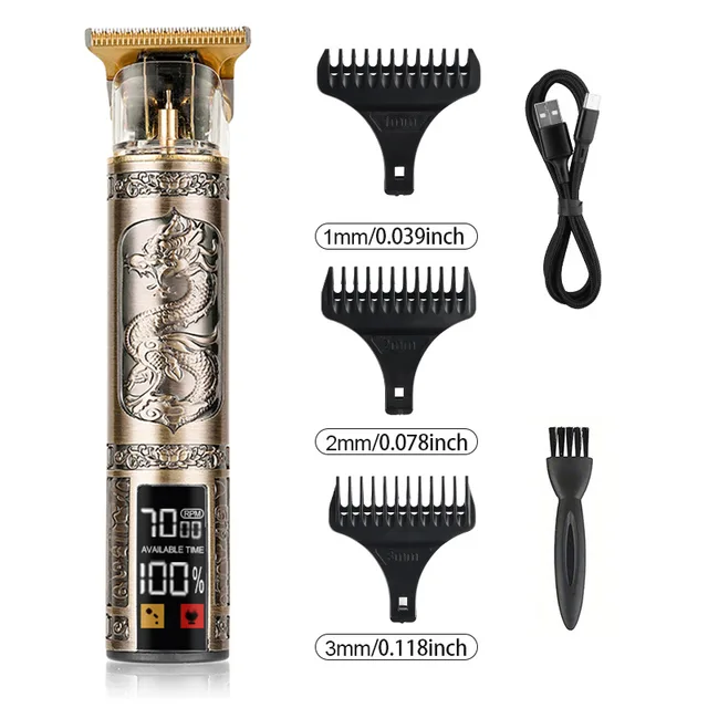 T9 Hair Clipper Electric Clipper Hairdressing USB Electric Three-speed Speed Adjustment Large-screen Power Display Metal Shaver 1