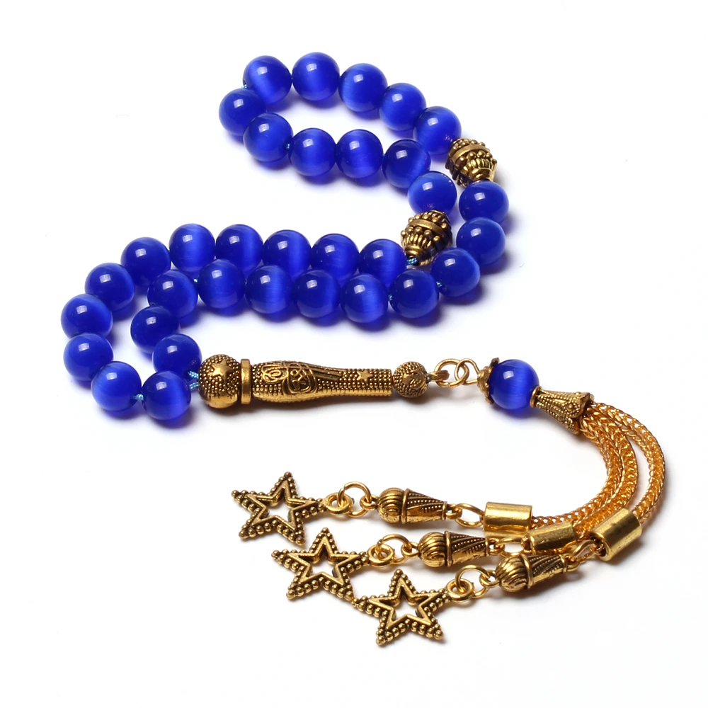 Misbaha Tespih bead arabic jewelry Cat Eye Crystal Stone Muslim Tasbih Prayer Beads Necklace Islamic Rosary Ramanda gifts