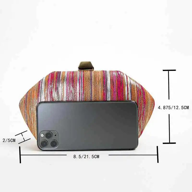 2023 New Women Colorful Striped Clutch Bags Wedding Banquet Wallets Dinner Purse For Ladies Chain Shoulder Bags Drop Shipping