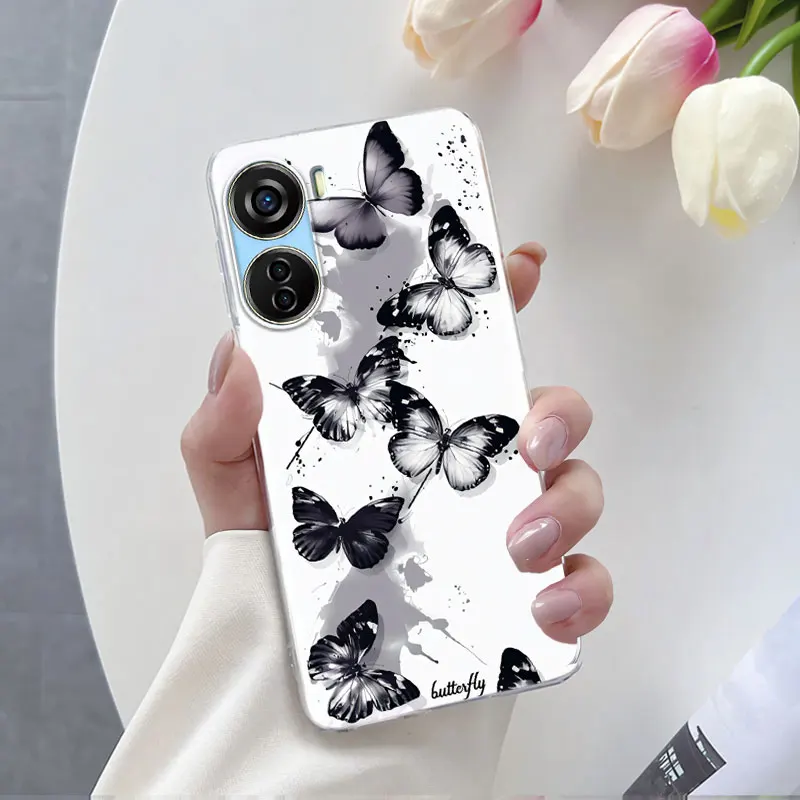 Luxury Marble Flower Transparent Soft Silicone Phone Case