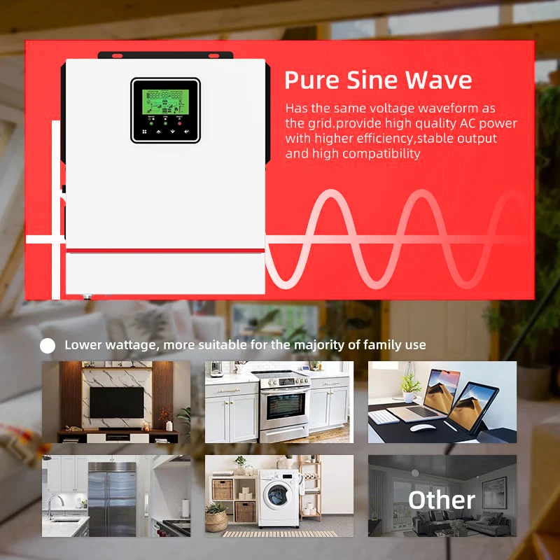 Solar Inverter ECGSOLAX 1KW 1.5KW Hybrid 12V 220V Pure Sine Wave Hybrid inverter MPPT 80A Solar Charge Controller Max PV 150VDC