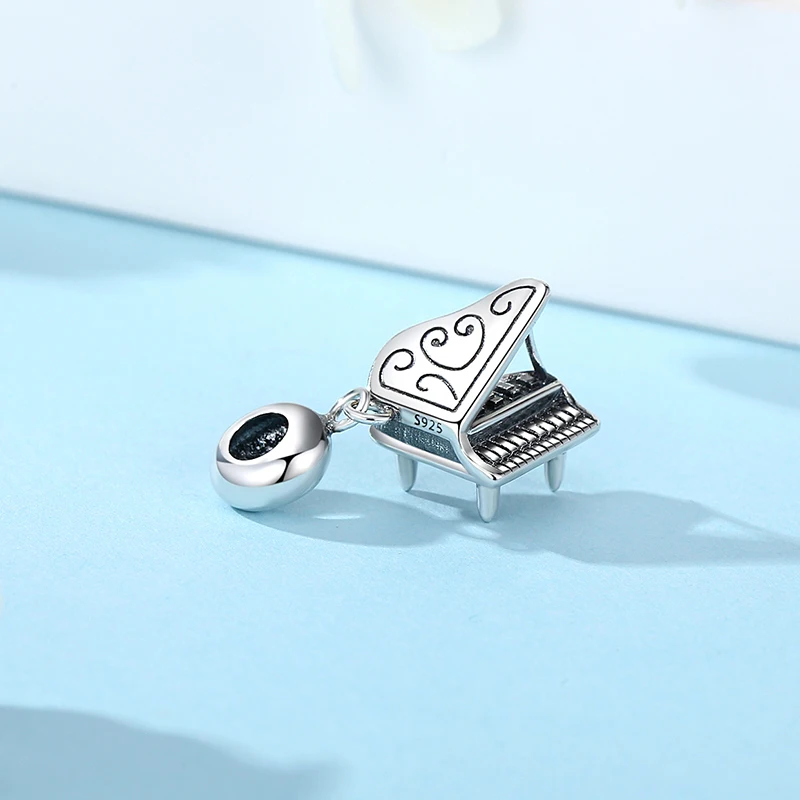 Original 925 Sterling Silver Charm Bead Love Music Note Piano Pendant Charms Fit Brand Bracelets Necklaces Women Diy Jewelry
