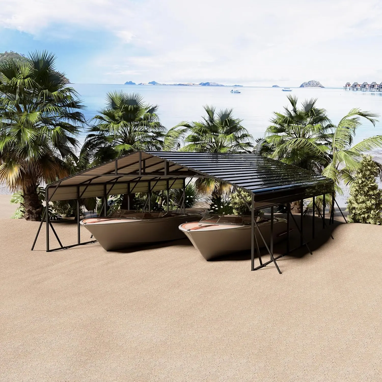 20 x 30 FT Metal Carport with Galvanized Steel Roof, Heavy Duty Metal Roof Carport with Enhanced Base, Tall MetalCarport Kits