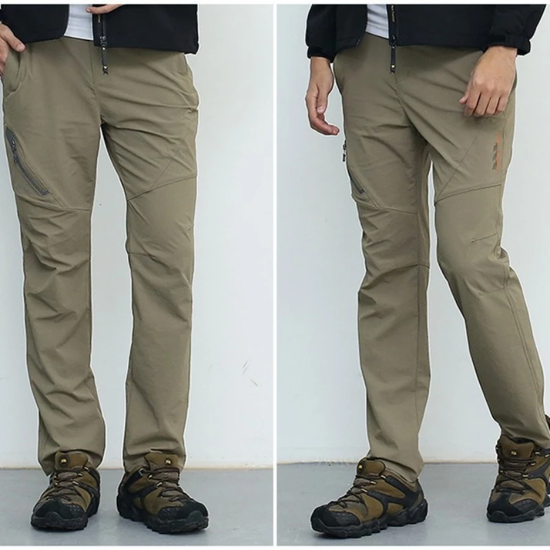 Summer Outdoor Camping Quick Drying Pants Men Breathable Elastic Waist Thin Trousers Hiking Fishing Waterproof Pants Size M-8XL