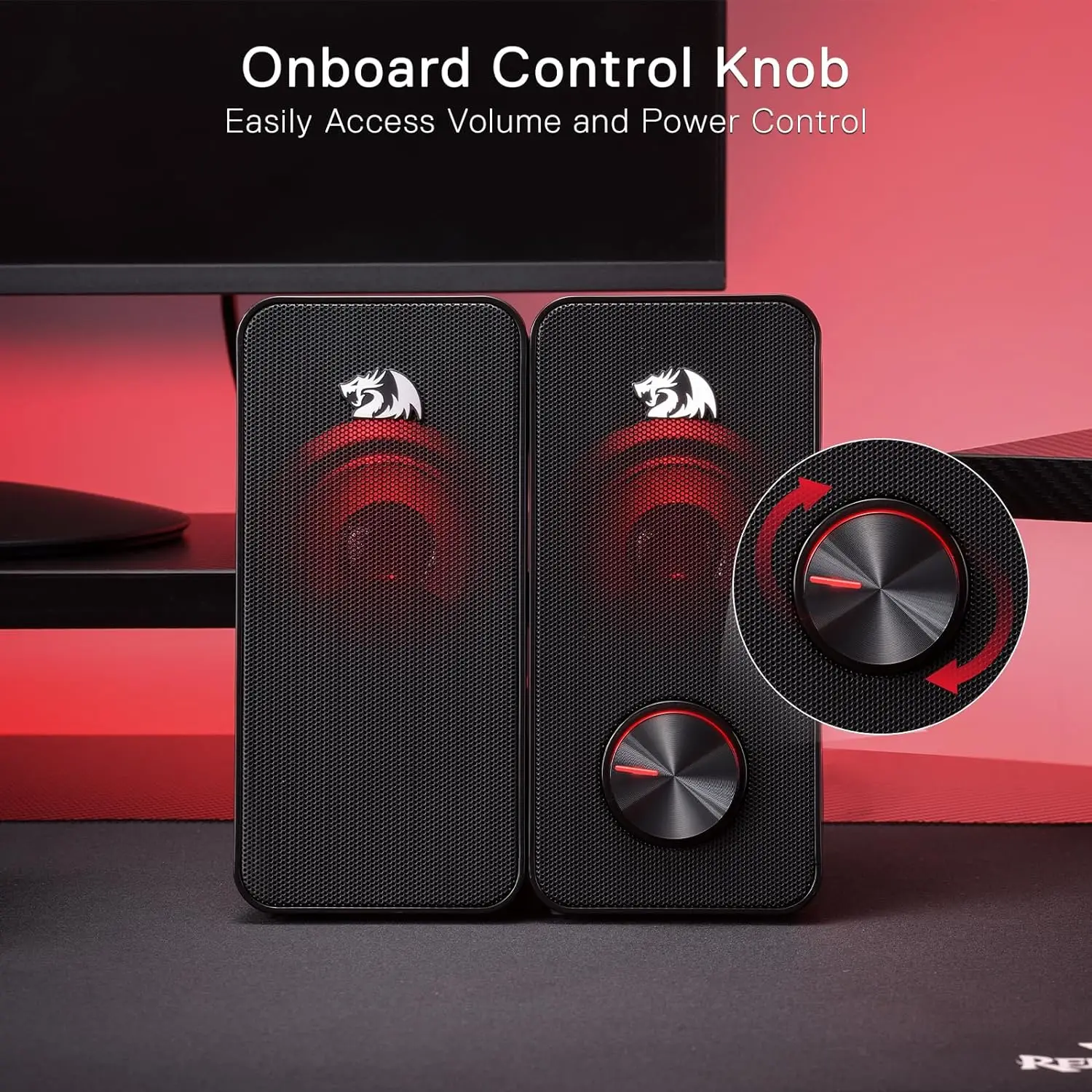 Redragon USB PC 게이밍 2.0 채널 스테레오 데스크탑 컴퓨터 스피커 백라이트, GS500 스텐터