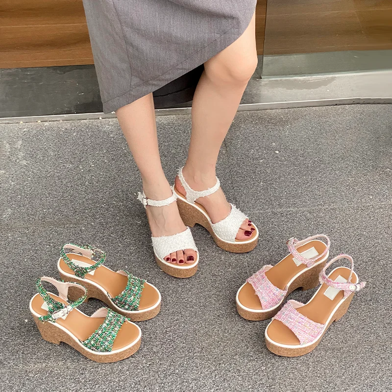

Wedges Sandals Women Platforms High Heels Pink Party Dresses Shoes Summer New Rock Shoes Designer Heels Sandalias Plataformas