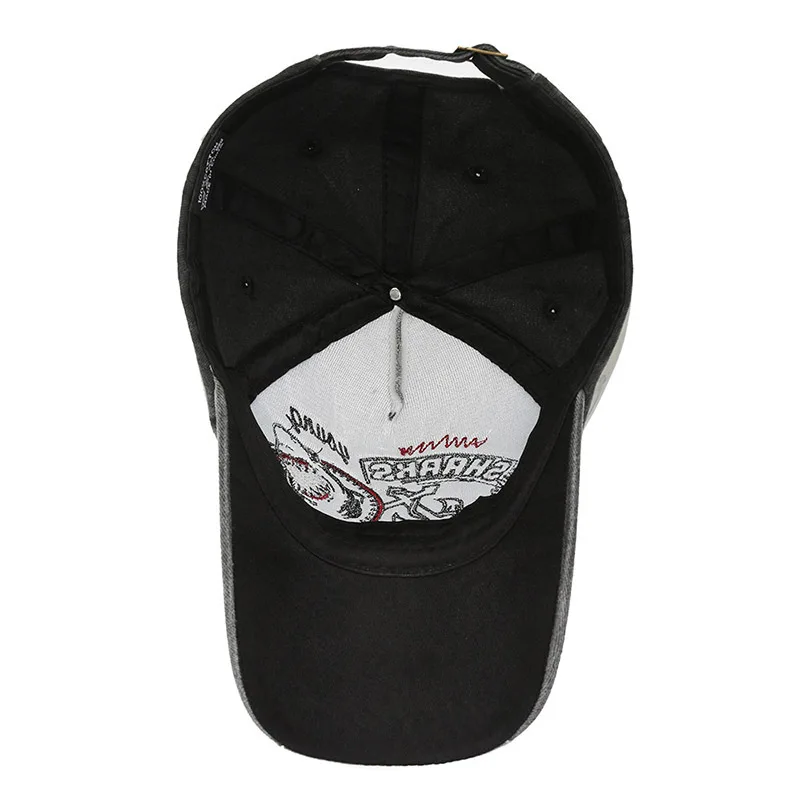 Unisex Washed Cotton Vintage Cap SHARKS Embroidery Baseball Cap Men And Women Outdoor Sports Hats