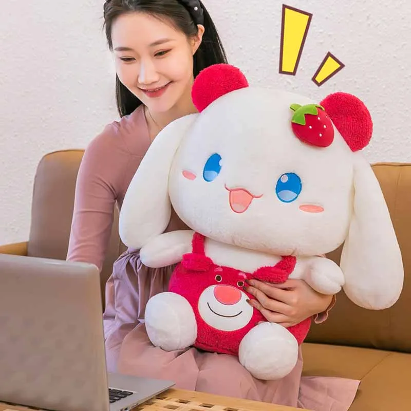 딸기 귀여운 토끼 인형, 귀여운 딸기 토끼 봉제 장난감, 큰 귀 토끼 인형, 시나모롤 작은 토끼 천 인형
