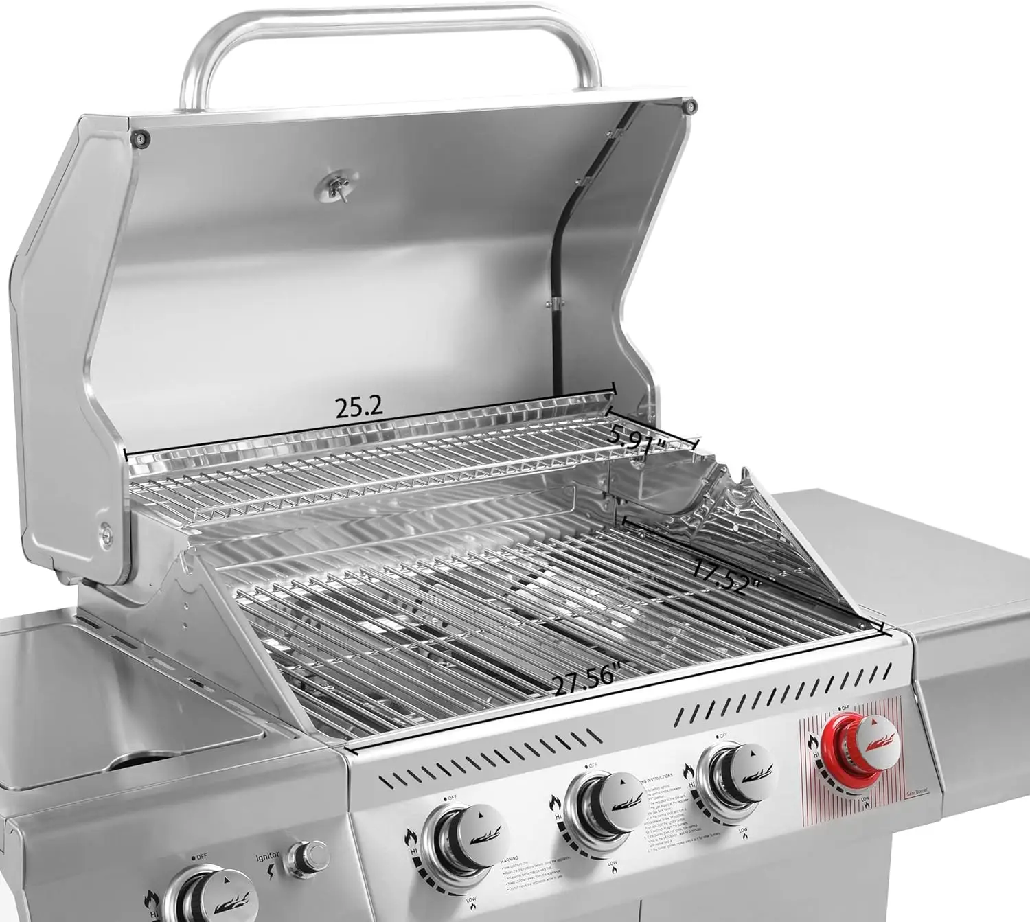 4402 4-Burner Propane Gas Grill with Side Burner, Stainless Steel Grill with 54,000  Cooking Power for 4