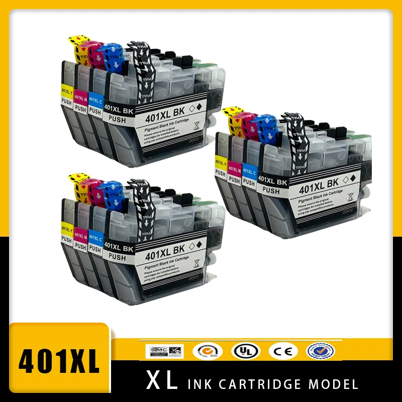 4 Cartucce D'inchiostro Compatibili LC401 Per Brother MFC-J1010DW – Nero E Colore