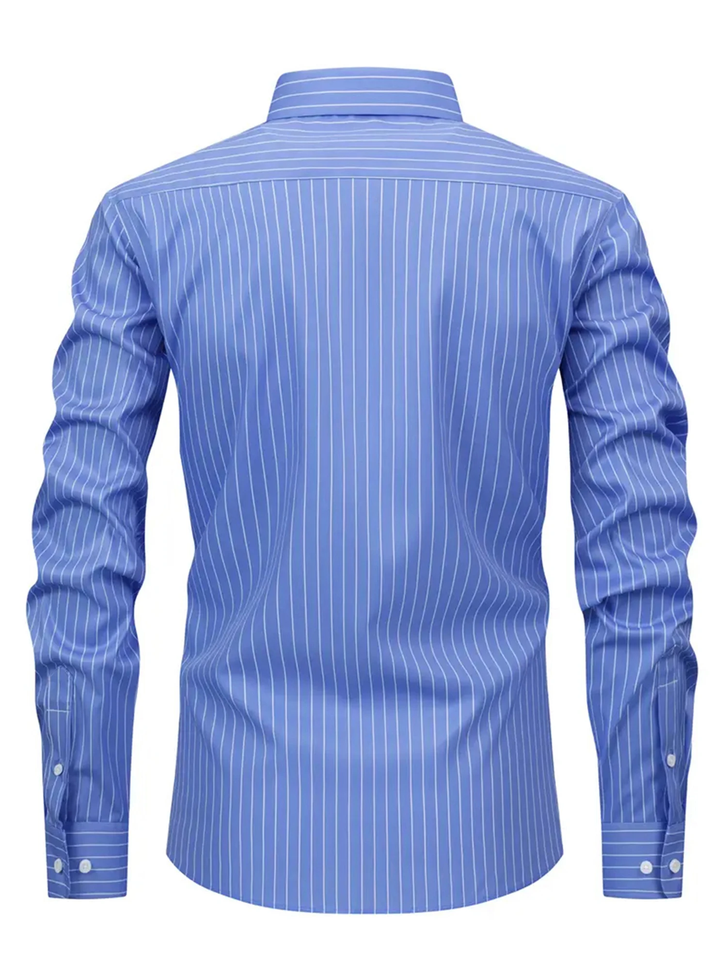 Men s Classic Striped Shirt with Long Sleeves and Turn Down Collar Perfect for Spring and Autumn Casual Wear Featuring Button