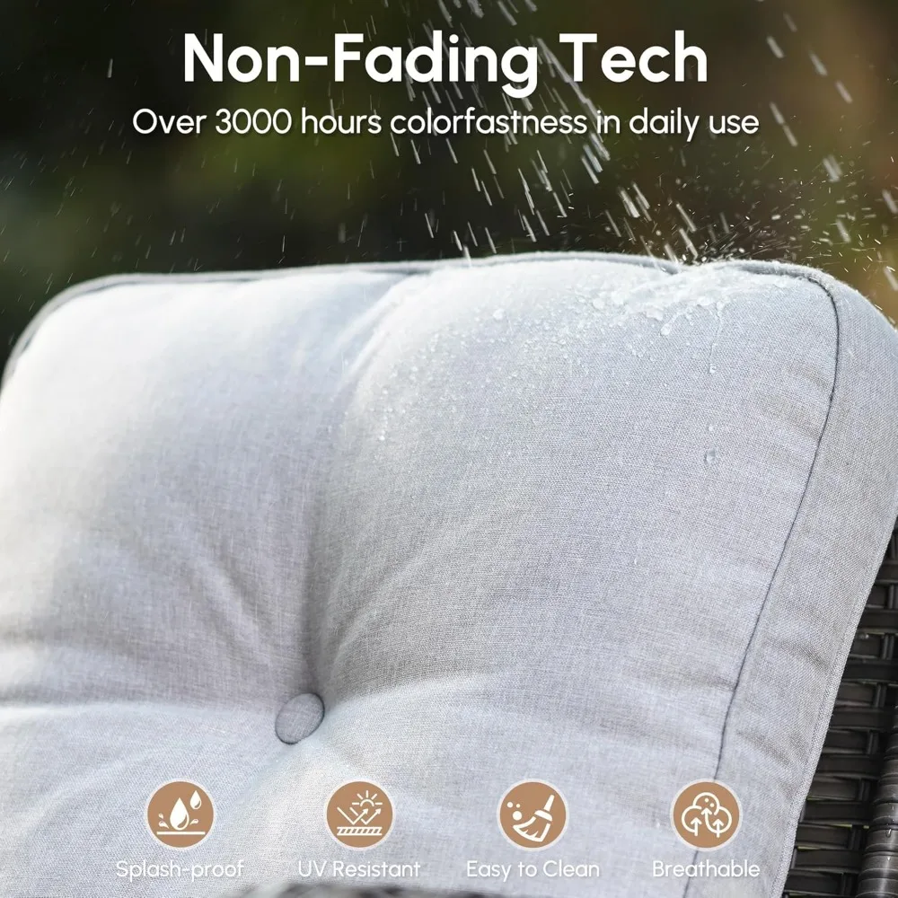 Wicker Patio Furniture - All-Weather PE Wicker Outdoor Conversation Bistro Set Loveseat Chairs with Table,Outdoor Rattan Sofa - Image 5