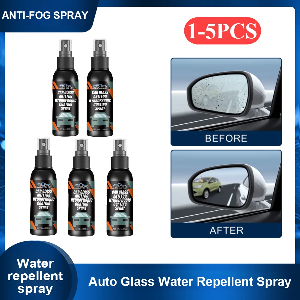 1-5PCS 100ml Auto Water Repellent Spray Anti Rain Coating Car Motorcycle Glass Hydrophobic Car Liquid Windshield Mirror Cleaner