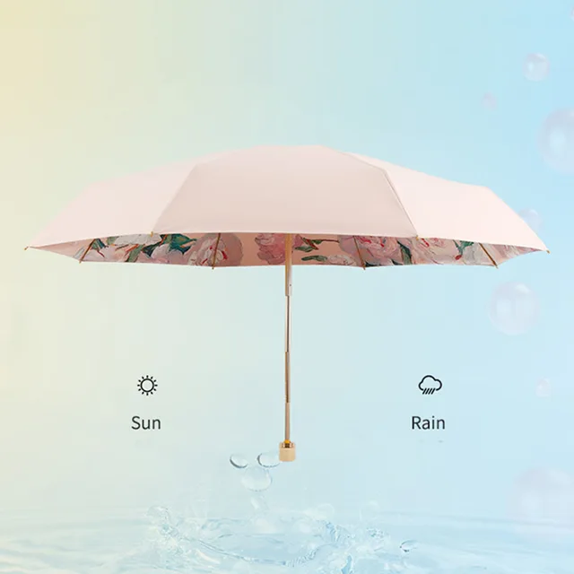 Ötszeres Fa Fogantyú Napsütéses És Esős Kettős Felhasználású Fényvédő Ultraiolett Színű Ragasztó Összecsukható Női Esernyő - Image 3