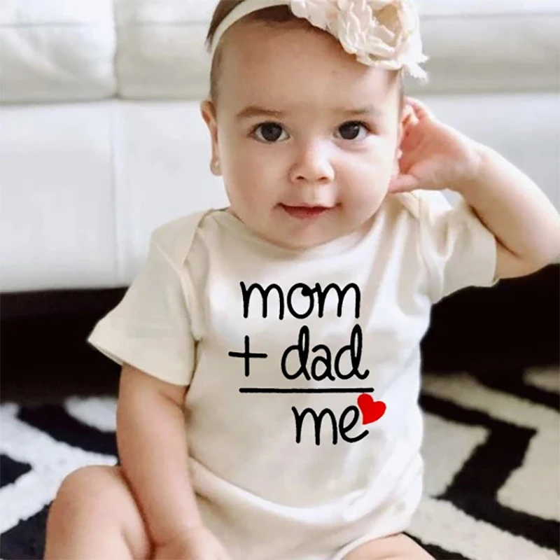 Baby Rompers Baby Jumpsuit Mom Plus Dad Equals Me Funny Cute Outfits For Boy Girl Newborn Toddler