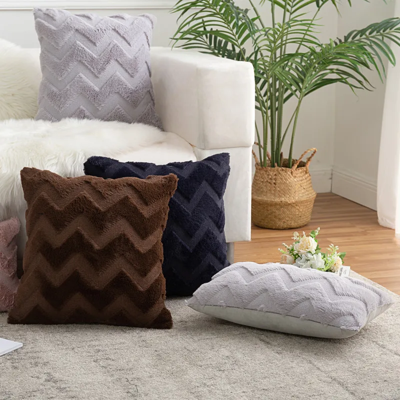 

Soft Plush Nordic Style Wavy Pattern Decoration Throw Pillow Case 30x50/45x45cm Solid Color Luxury Cushion Cover Home Decor