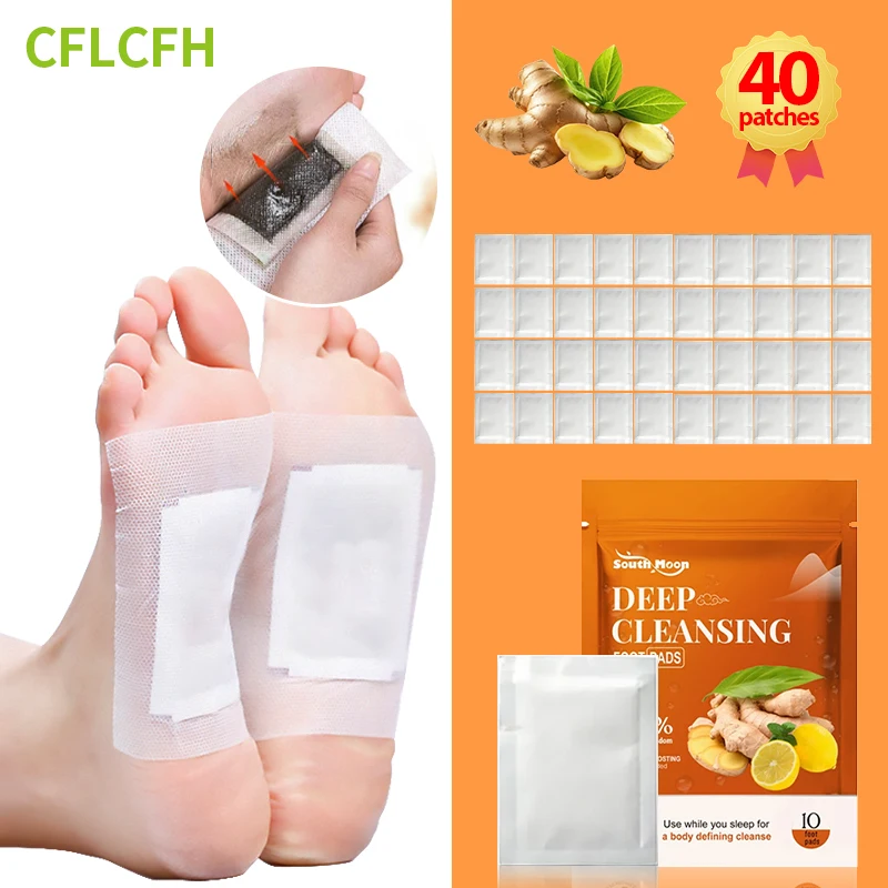 

40 шт., пластыри для ног с натуральным имбирем