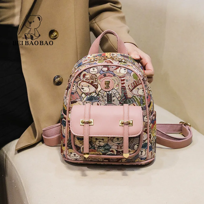 Pink Gold Giant Pearl Cute Mini Backpack Bag