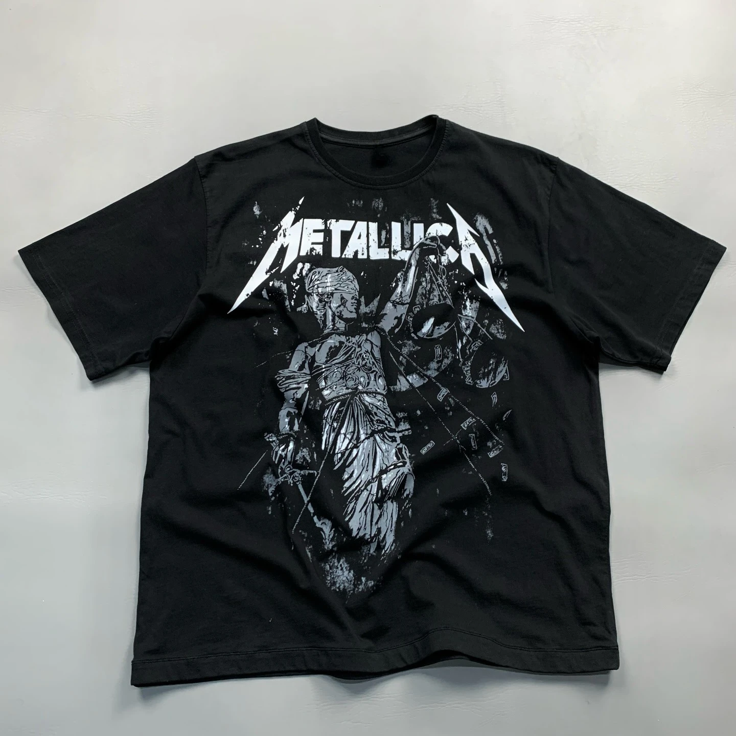 Metallica ...And Justice for All 앨범 그래픽 유니섹스 100% 코튼 셔츠 2026 여름 신작 남성 Y2k 레트로 록 스트리트웨어 티셔츠