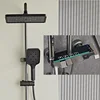 Intelligent Thermostatic Shower Set LED Digital Display Piano Keys Black Rainfall Bath Shower Faucet System Set Aluminum 5