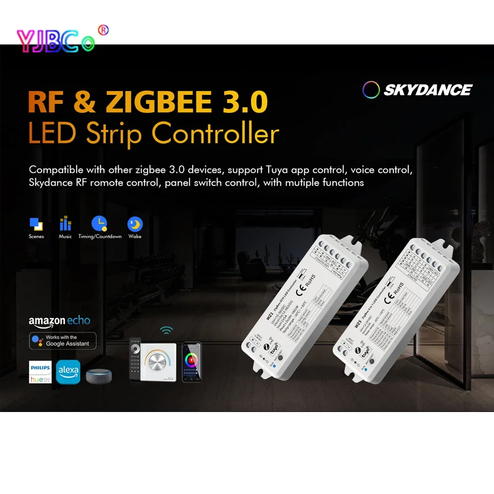 

12V-24V 36V ZigBee Tuya WZ1 2CH*5A Wireless RF Dimmer WZ5 5CH*3A 5 in1 LED Controller for Single Color RGB RGBW RGBCCT Led Lamp