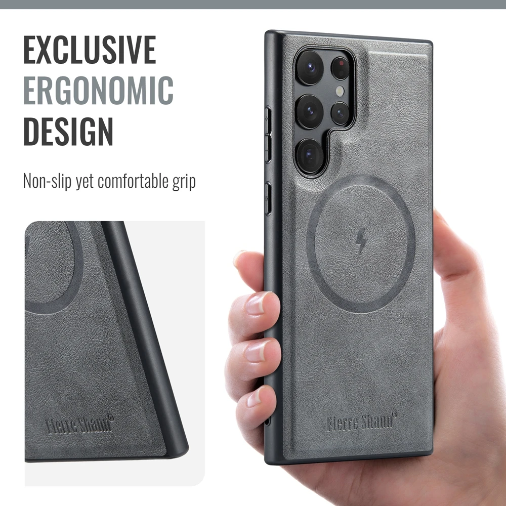 Leather Phone Case with MagSafe & Magnetic Wireless Charging Compatibility