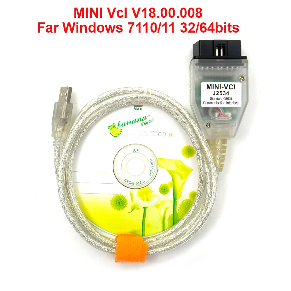 도요타 TIS Techstream V18.00.008 minivci FTDI J2534 자동 스캐너 OBD OBD2 자동차 진단 케이블 MINI-VCI 케이블