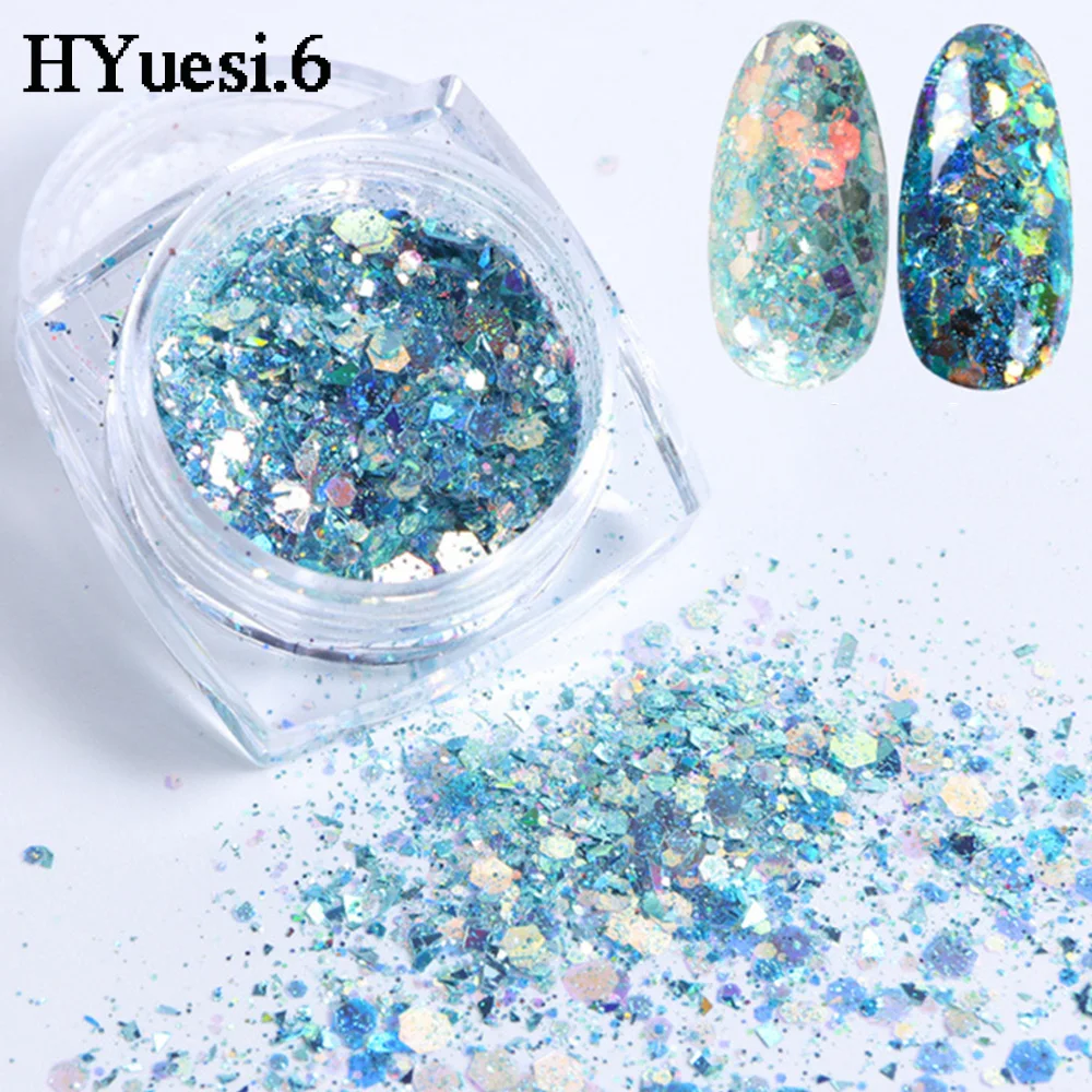 Mixed Hexagons Nail Sequins 3D Holographic Glitter Flakes - Manicure Accessories