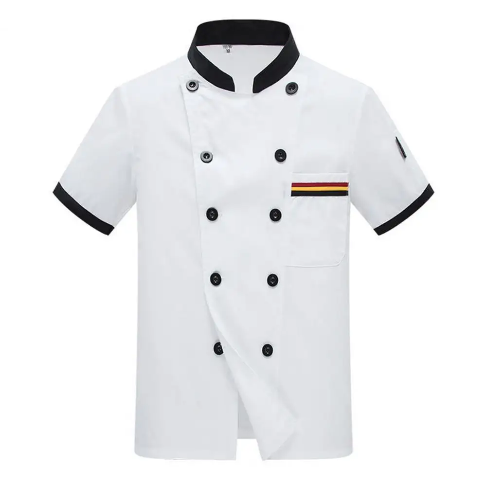Chef Uniforms Breathable Super Soft Moisture Absorption Chef Coat Shirt Double Breasted Unisex Chef Jacket for Restaurant