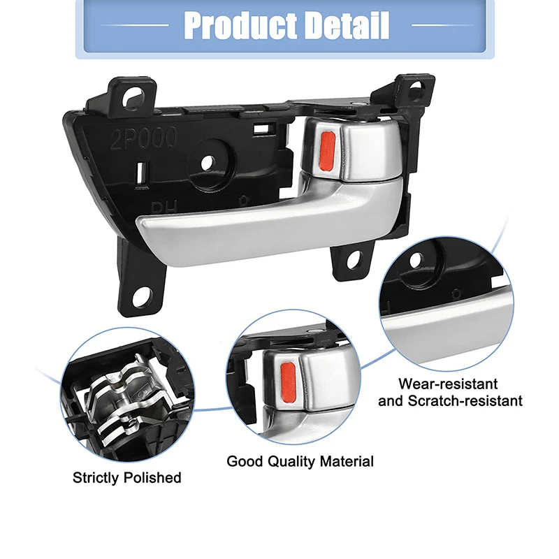 Manija De Puerta Interior Cromada Para Kia Sorento 2011-2015 - Lado Del Conductor, Delantera O Trasera - Incluye Botón De Seguro, Marca Evan-Fischer